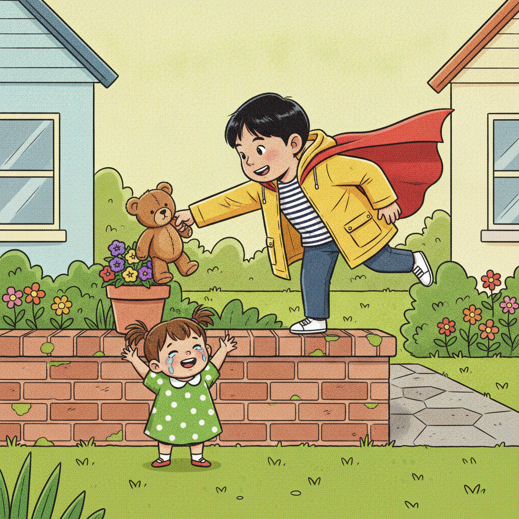 Kenji painted into page four of the book