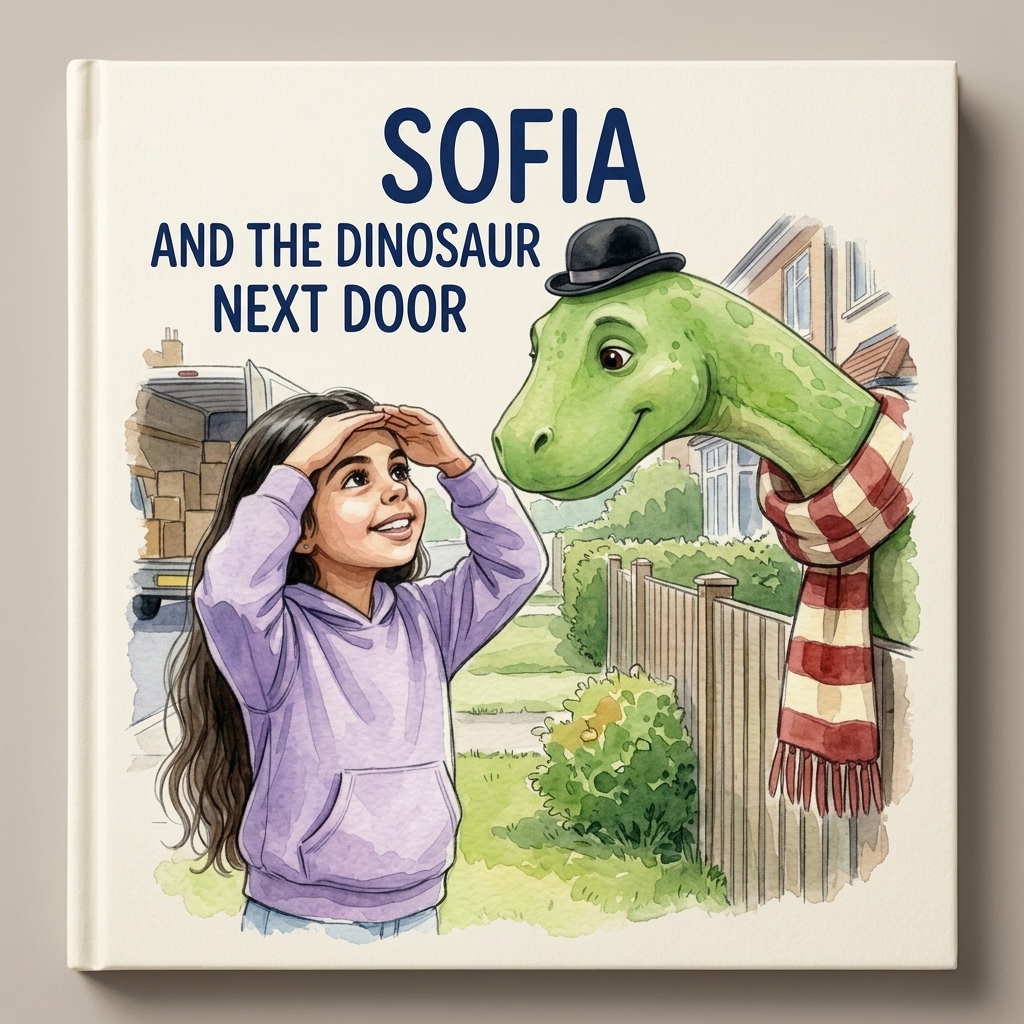 Painted sample cover — Sofia and the Dinosaur Next Door