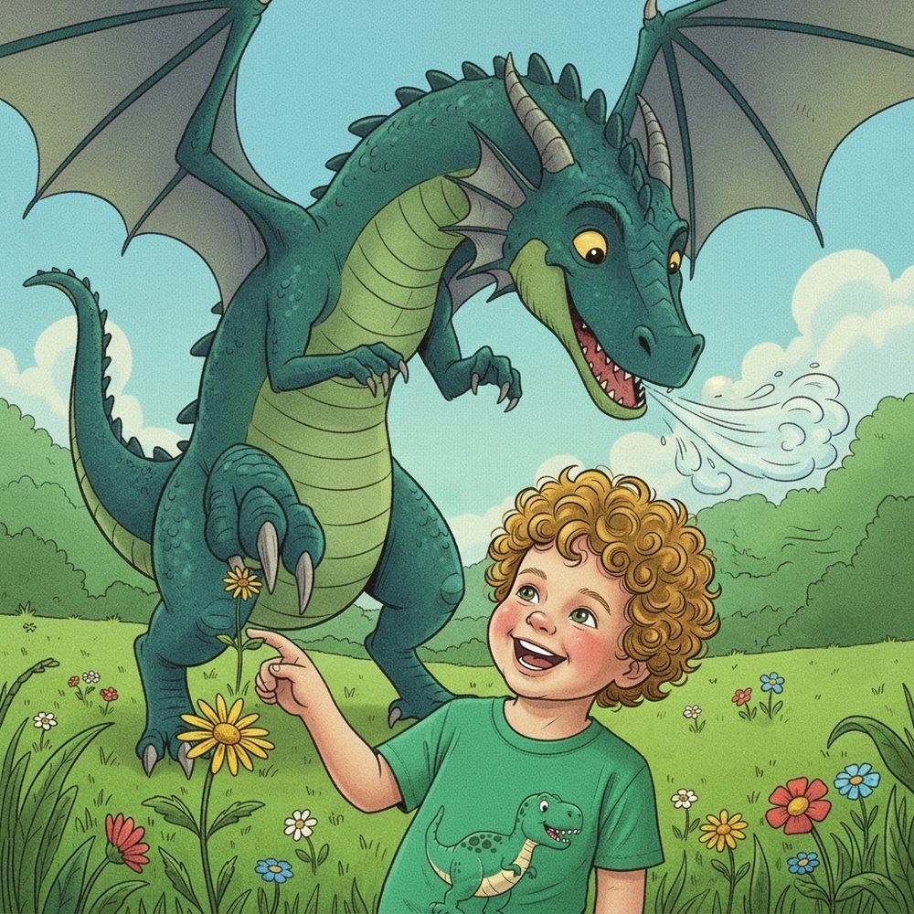Noah painted into page eight of the book