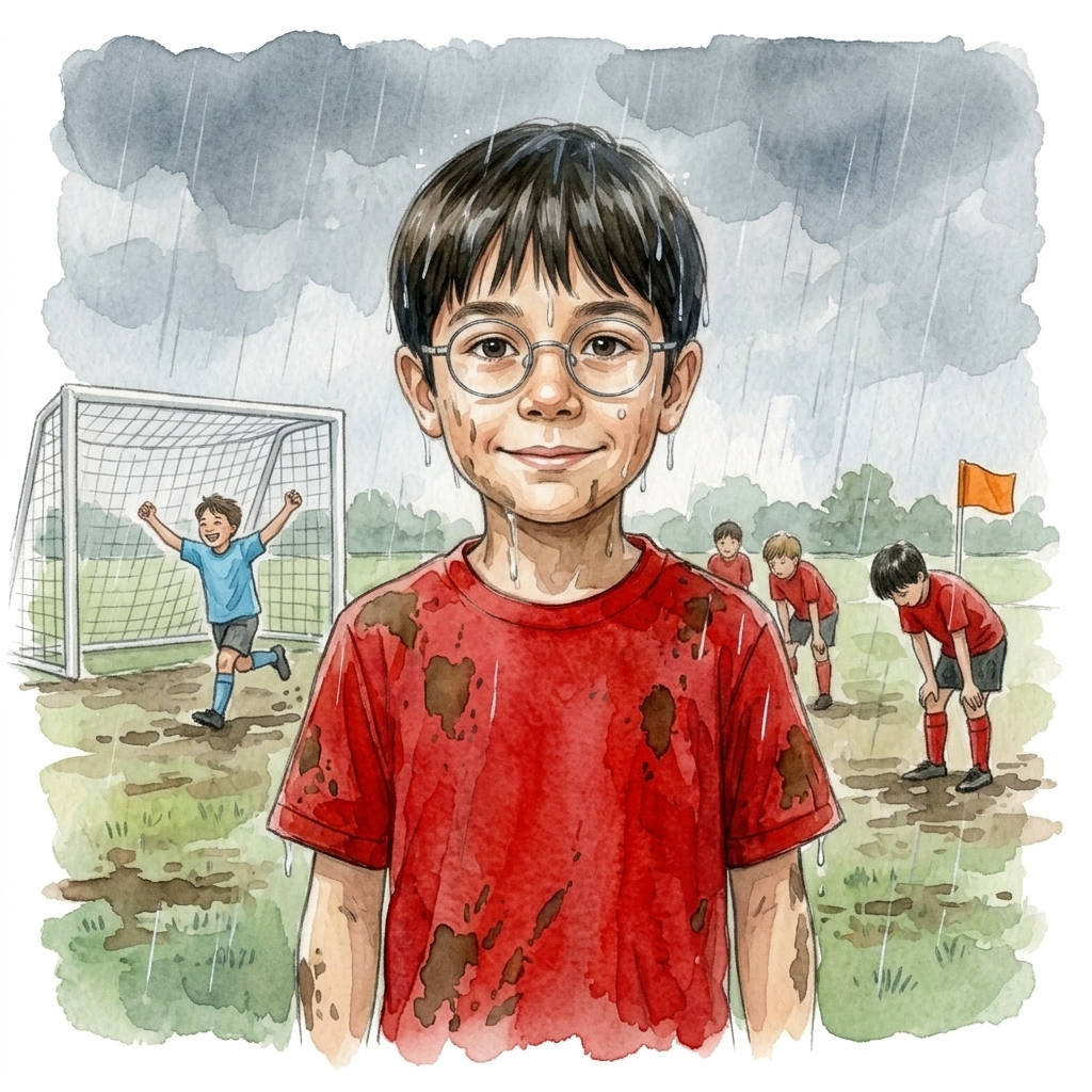 Rufus painted into page three of the book