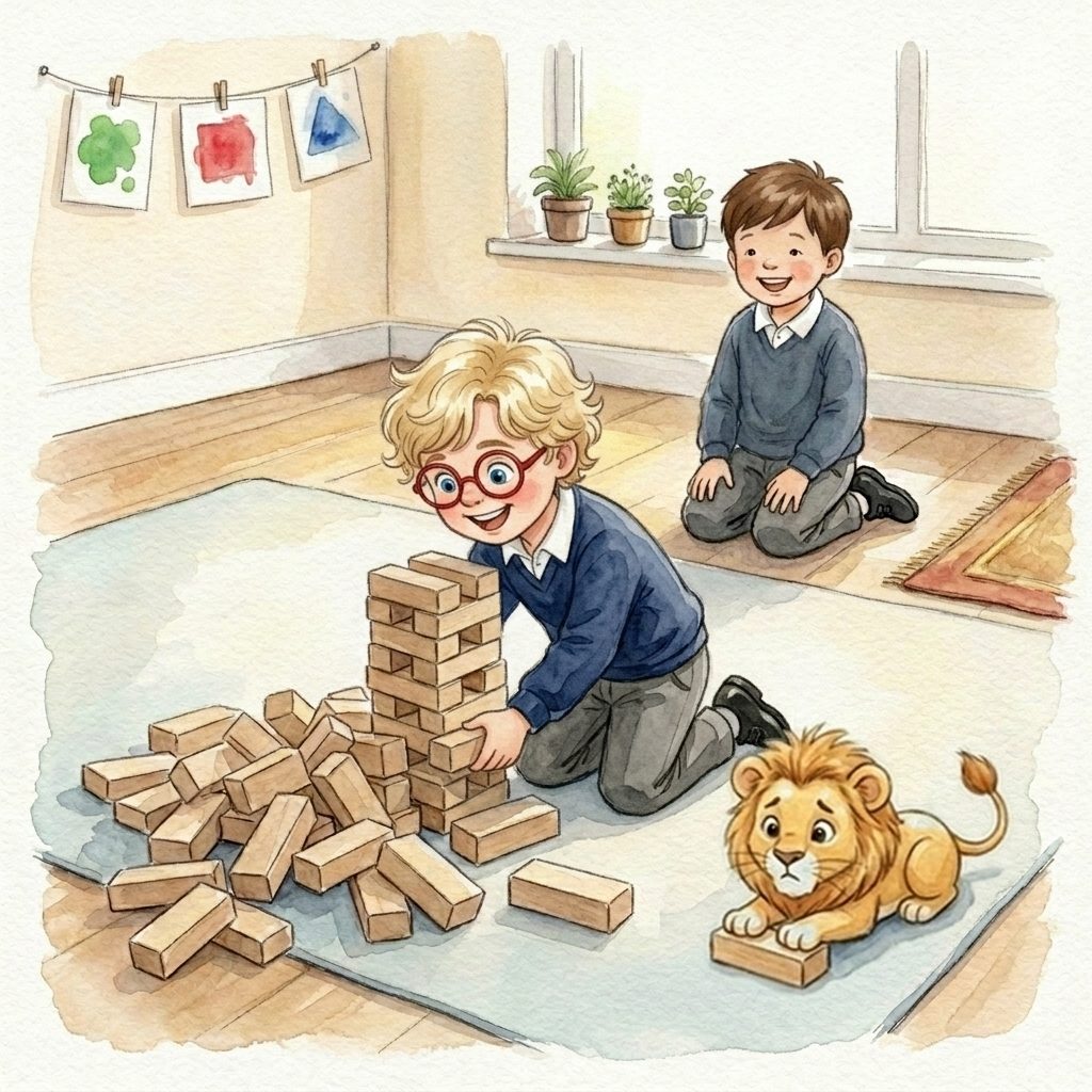 Theo painted into page seven of the book